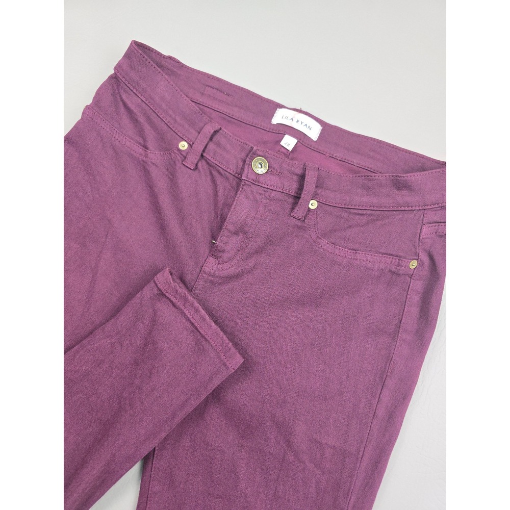 Lila Ryan Women Purple Skinny Jeans Size 28 Stretch Twill Plum 5-Pocket Casual